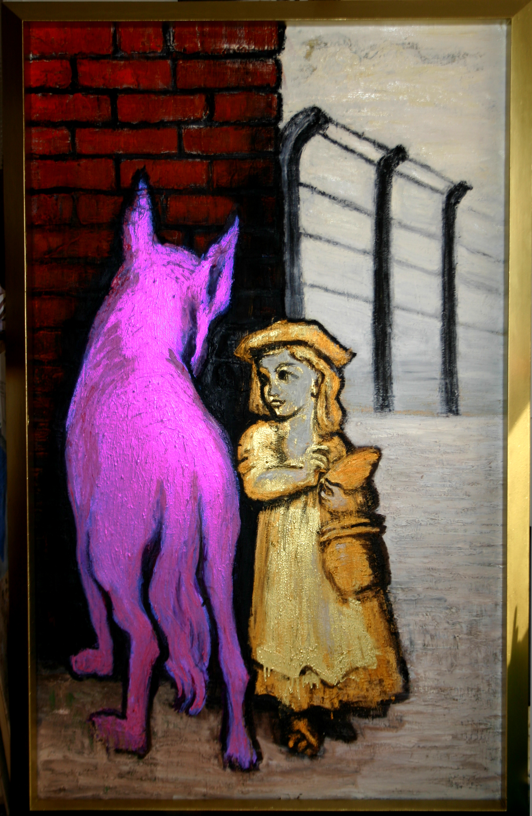 Jeune fille et le chien loup